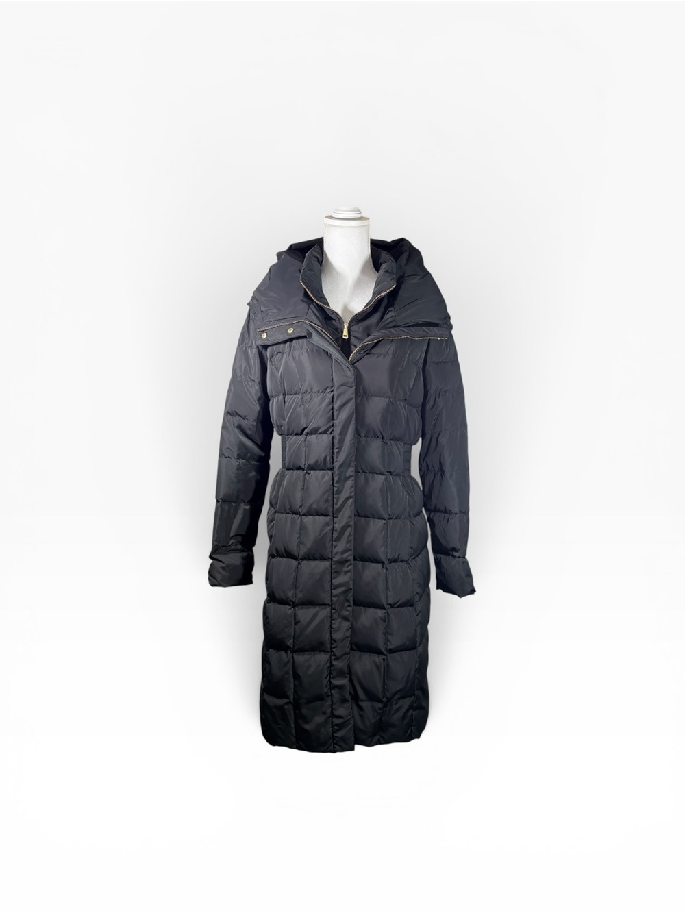 Cole Haan Signature Women’s Black Block Quilted Down Hooded Coat Large Winter